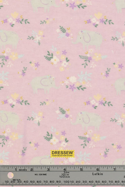 Soft Elephant Floral Flannel Light Purple