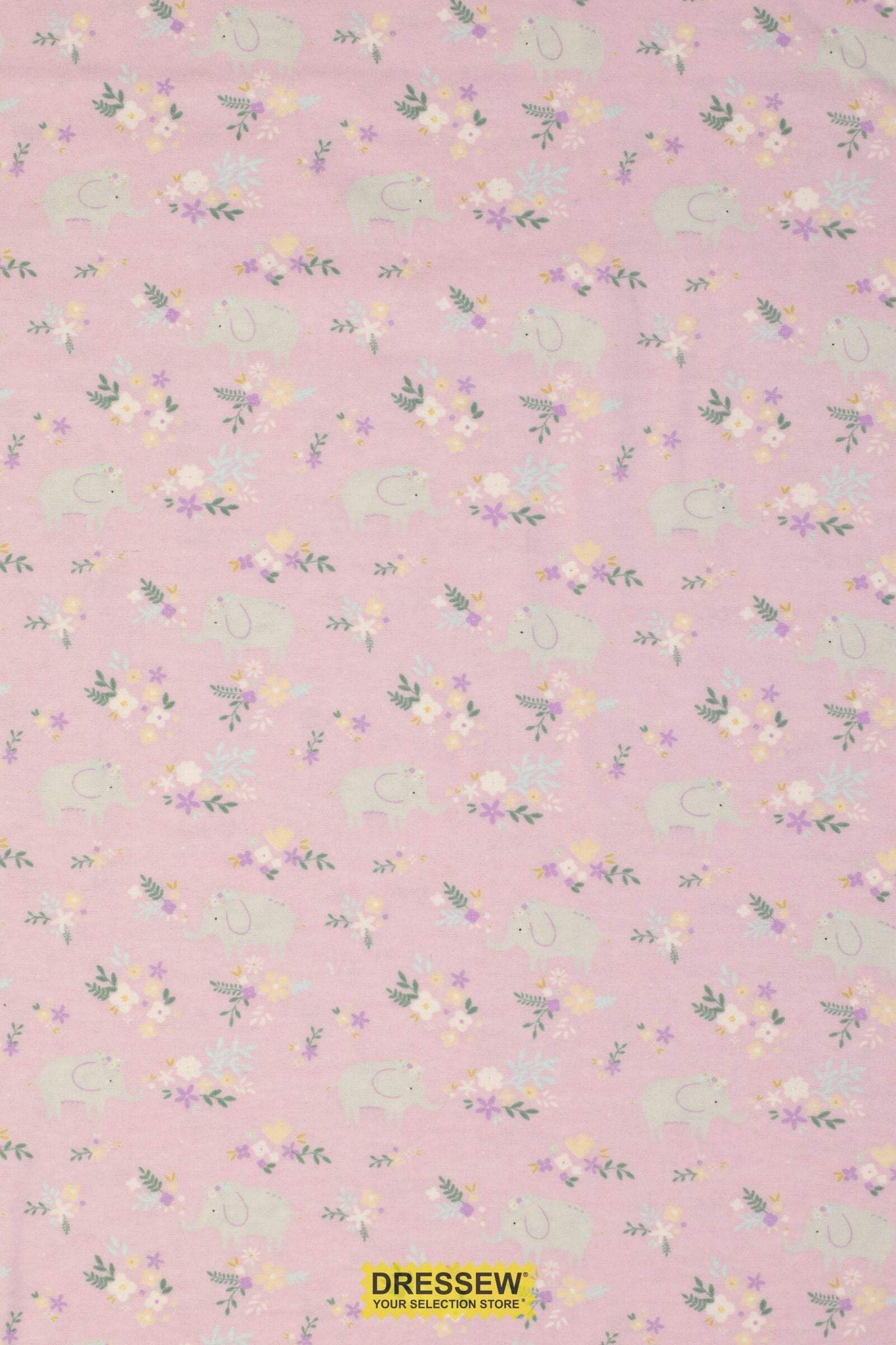 Soft Elephant Floral Flannel Light Purple