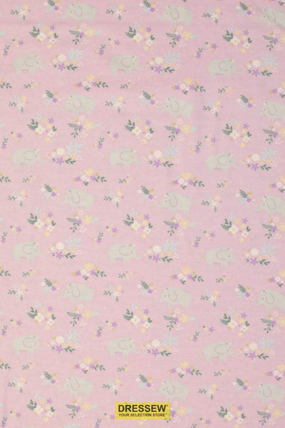 Soft Elephant Floral Flannel Light Purple