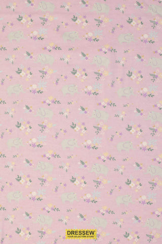 Soft Elephant Floral Flannel Light Purple