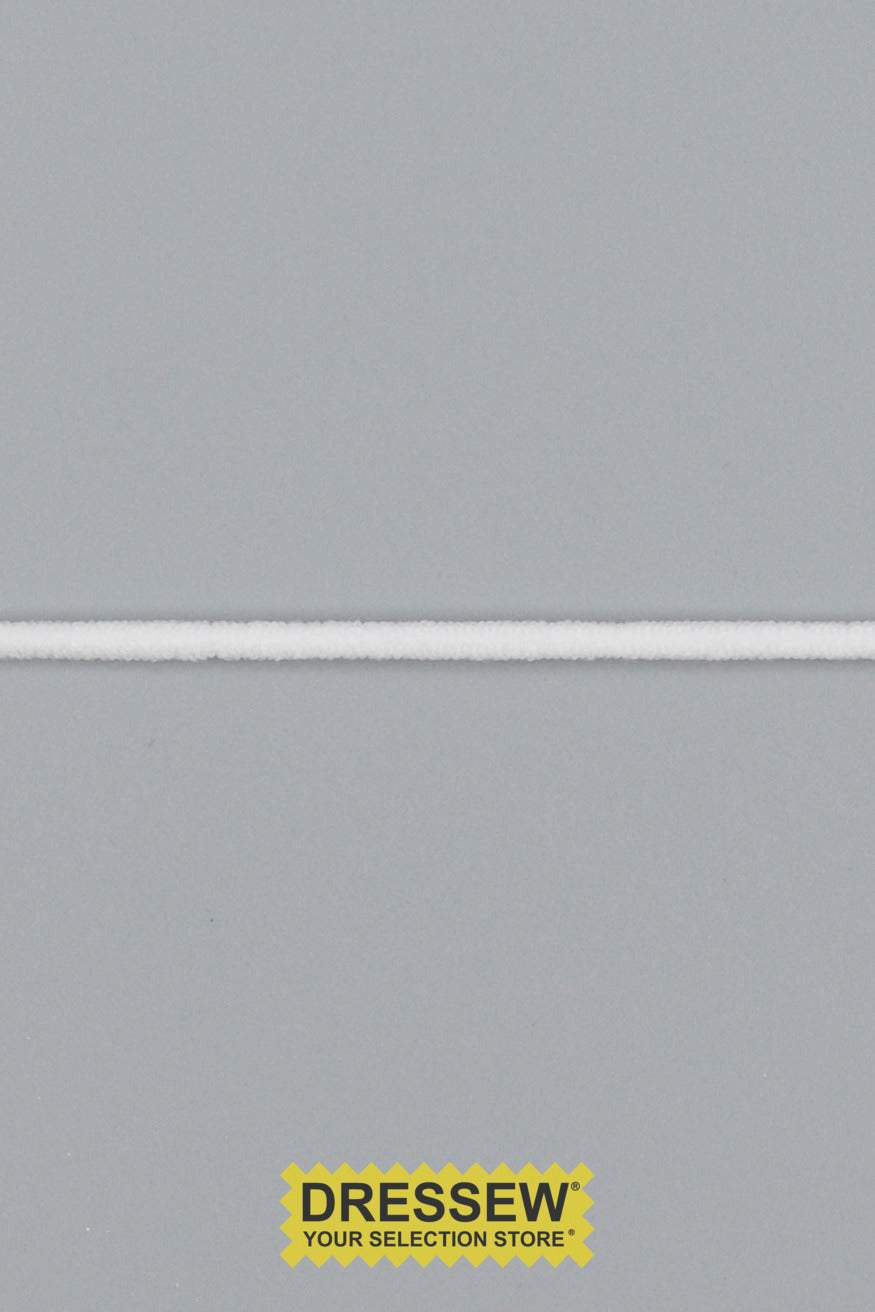 Soft Fabric Elastic Cord 3mm (1/8”) Round White