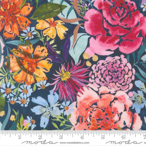 Soulstice Canvas Midsummer Bloom By Create Joy Project For Moda Navy