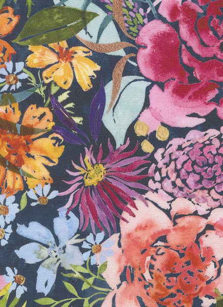 Soulstice Canvas Midsummer Bloom By Create Joy Project For Moda Navy
