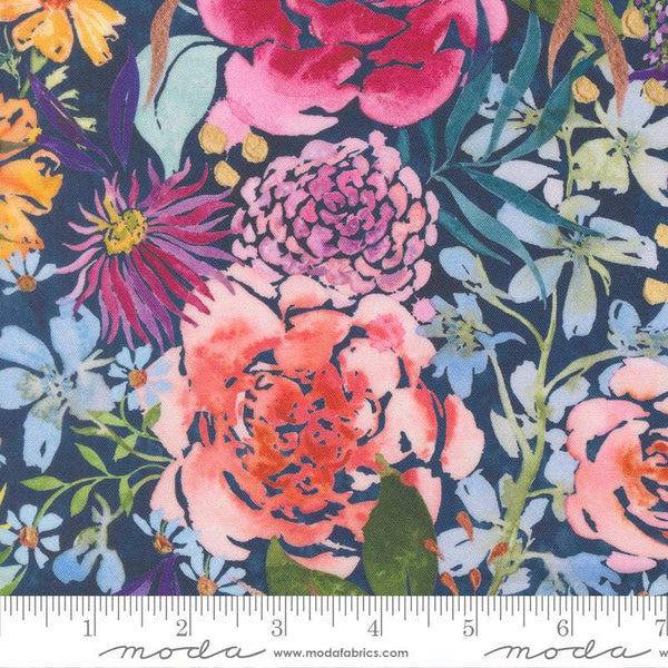 Soulstice Midsummer Bloom By Create Joy Project For Moda Navy