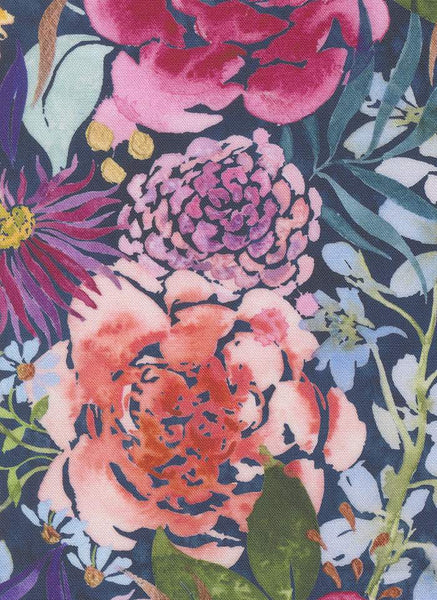 Soulstice Midsummer Bloom By Create Joy Project For Moda Navy