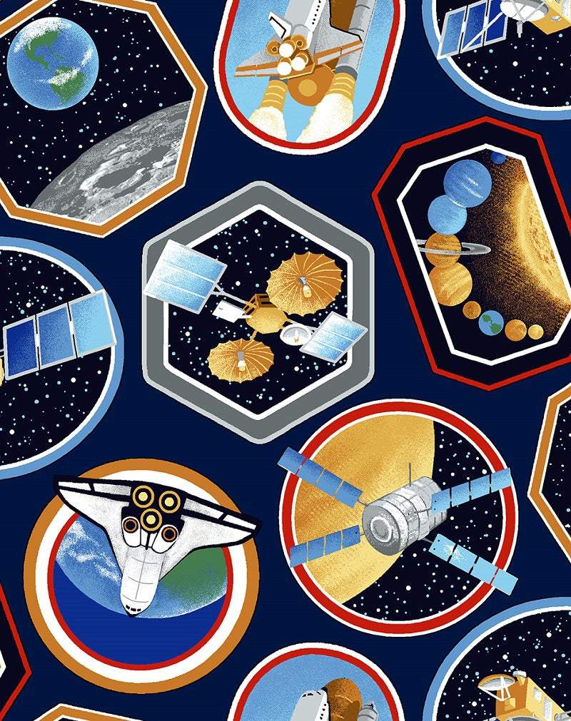 Space Race By Benartex Navy / Multi