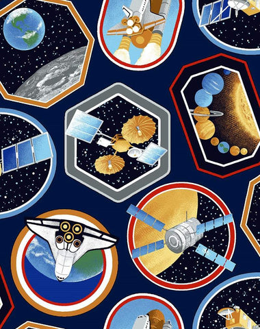 Space Race By Benartex Navy / Multi