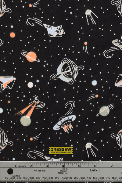 Spacecraft Flannelette Black / Multi