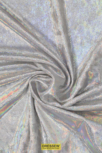 Sparkle Stretch Velvet White / Silver Hologram