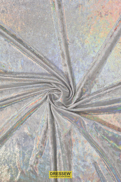 Sparkle Stretch Velvet White / Silver Hologram