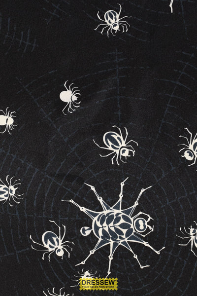 Spiders Satin Print Black / Grey / White