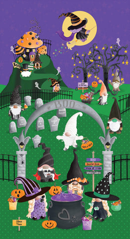 Spooktacular Gnomes Digital Panel By Kanvas Studio For Benartex Multi