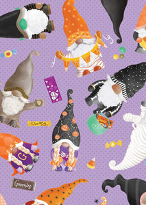 Spooktacular Gnomes Party Gnomes Digital By Kanvas Studio For Benartex Purple