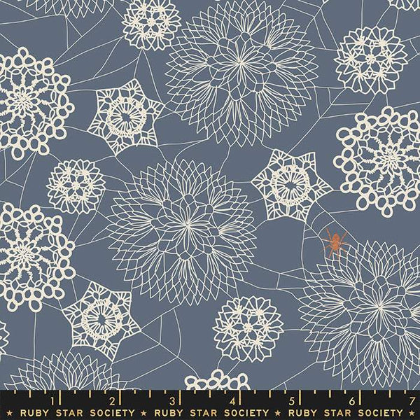 Spooky Darlings Doily Spider Web By Ruby Star Society For Moda Ghostly / Metallic