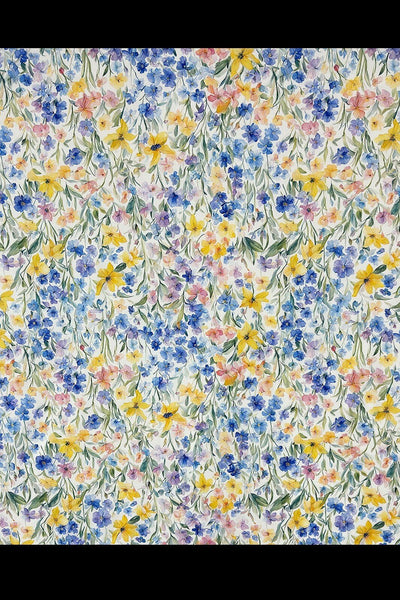Spring Floral Stretch Poplin White / Multi