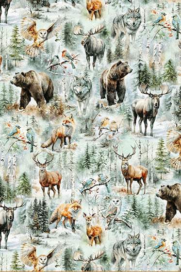 Stag & Stone Animal Collage By Hoffman Mist
