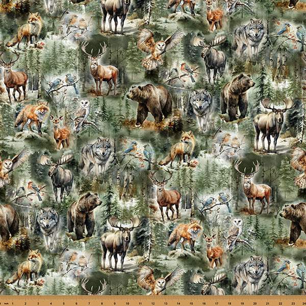 Stag & Stone Animal Collage By Hoffman Woodland