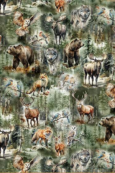 Stag & Stone Animal Collage By Hoffman Woodland