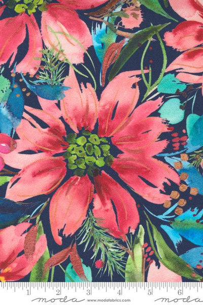 Starflower Christmas Poinsettia By Create Joy Project For Moda Navy