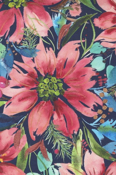 Starflower Christmas Poinsettia By Create Joy Project For Moda Navy