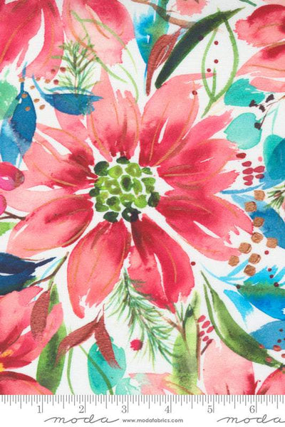 Starflower Christmas Poinsettia By Create Joy Project For Moda White