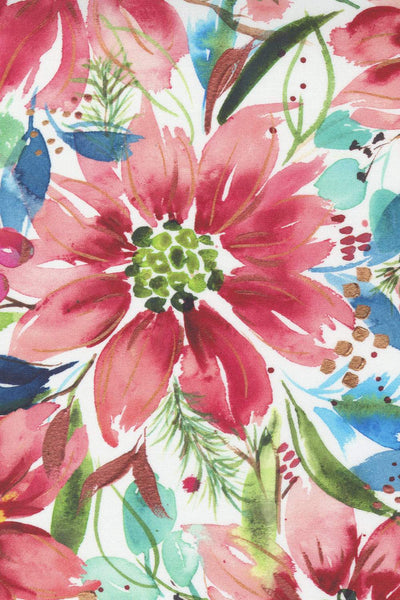 Starflower Christmas Poinsettia By Create Joy Project For Moda White