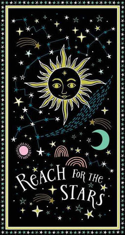 Starry Night Reach For The Stars Panel by Michael Miller Black