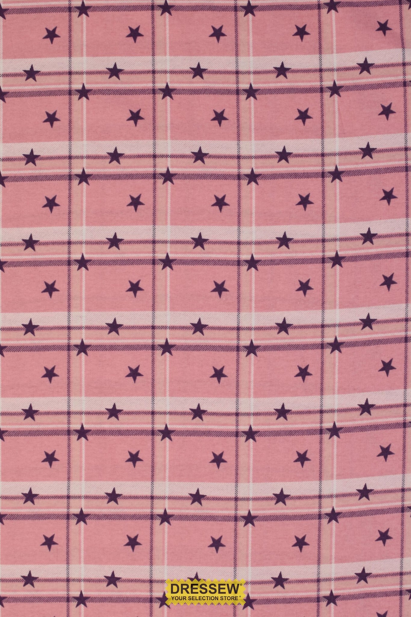 Stars Flannelette Pink Plaid
