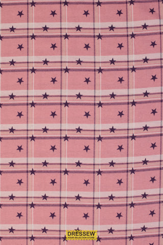 Stars Flannelette Pink Plaid