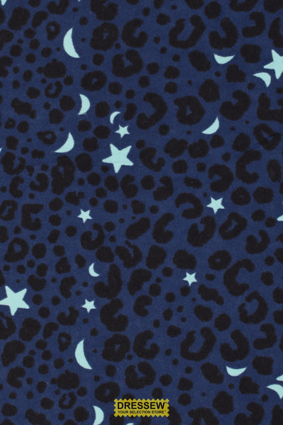 Stars & Spots Flannelette Navy / Aqua / Black