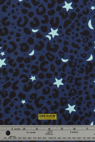Stars & Spots Flannelette Navy / Aqua / Black