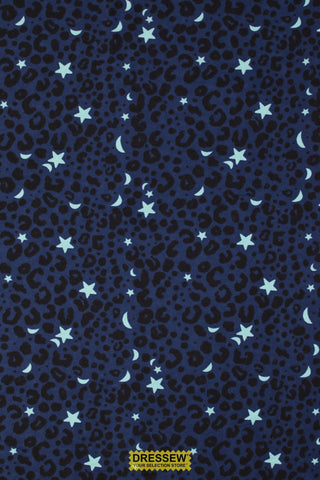 Stars & Spots Flannelette Navy / Aqua / Black