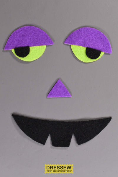 Stick-On Felt Jack-O-Lantern Face Multi