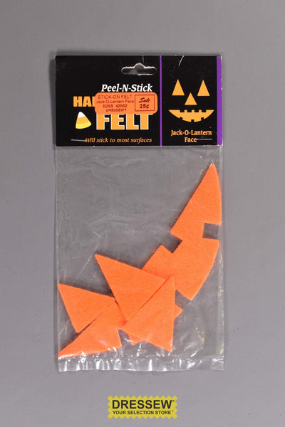 Stick-On Felt Jack-O-Lantern Face Orange