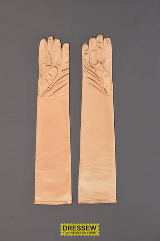 Stretch Satin Gloves 18" Nylon / Spandex Gold