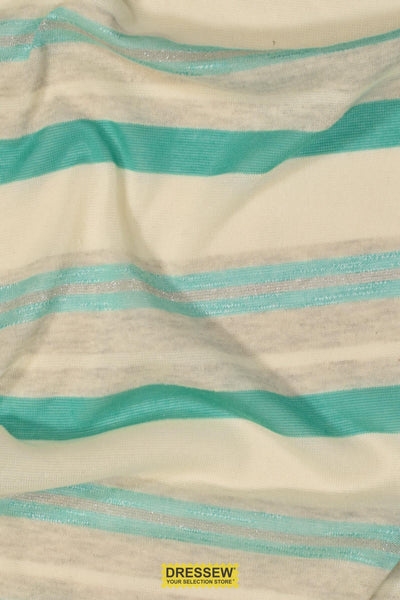Stripe Fancy Knit Ivory / Aqua