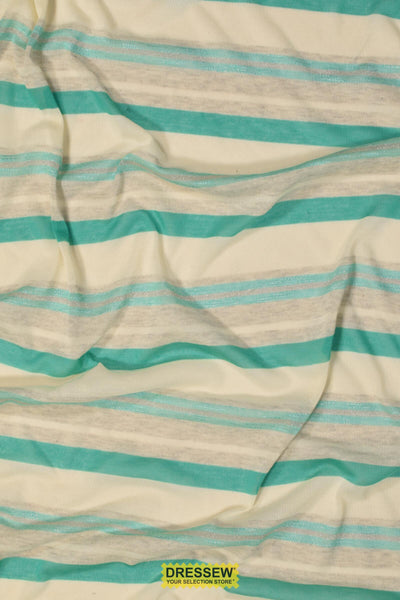 Stripe Fancy Knit Ivory / Aqua
