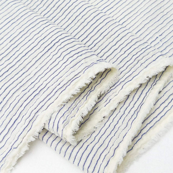 Stripe Organic Double Gauze Butter / Cobalt