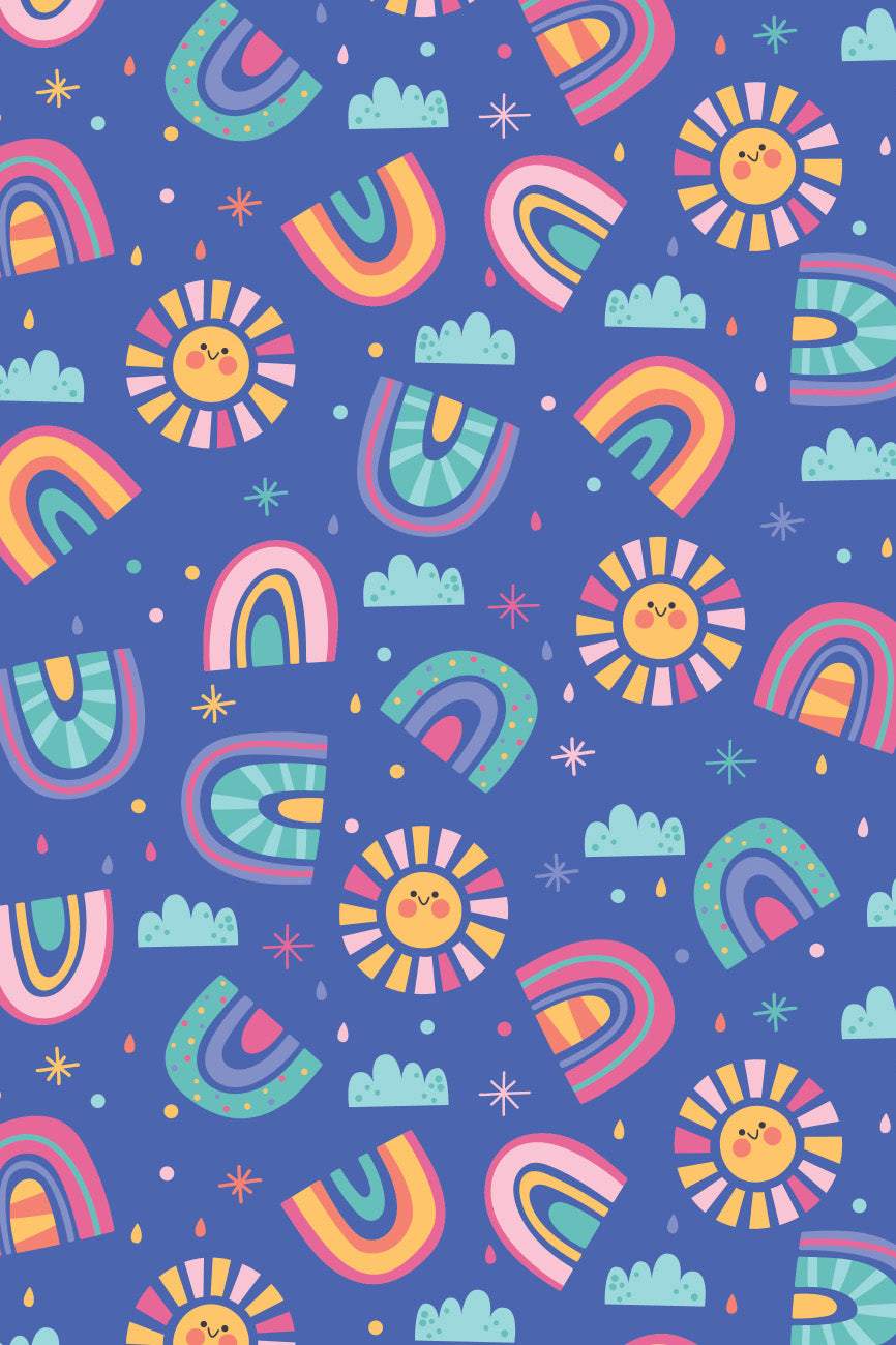 Sunshine And Rainbows Flannel Blue