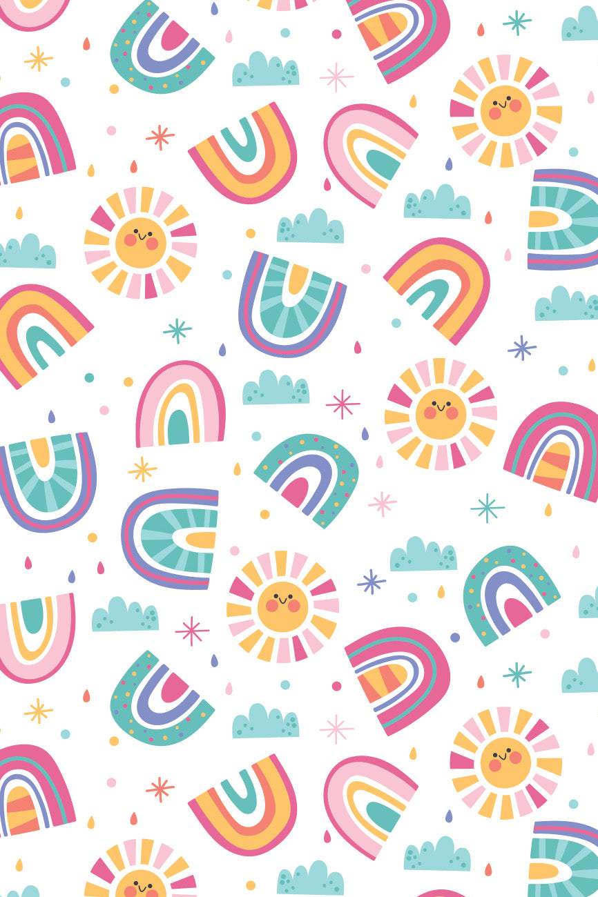 Sunshine And Rainbows Flannel White