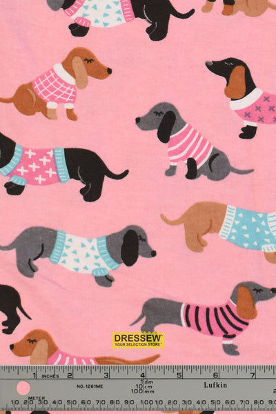 Sweater Dogs Flannelette Pink / Multi
