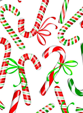 Sweet Holidays Candy Canes & Bows By Kanvas Studio For Benartex Digital White