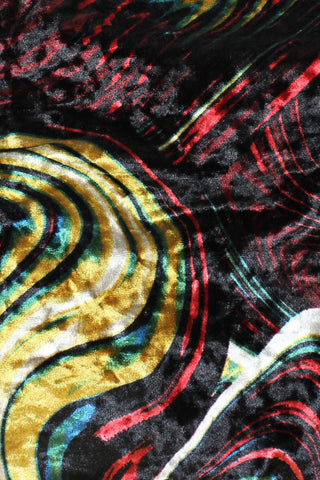 Swirl Stretch Velvet Black / Gold / Red
