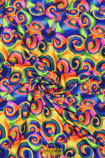 Swirls Lycra Royal / Multi