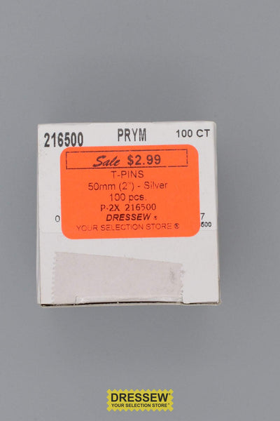 T-Pins 50mm (2") Silver 100 pieces