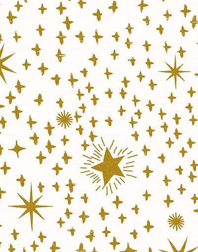 Tails From Under The Moon Etoile By RJR Studio For RJR Fabrics White / Gold Metallic