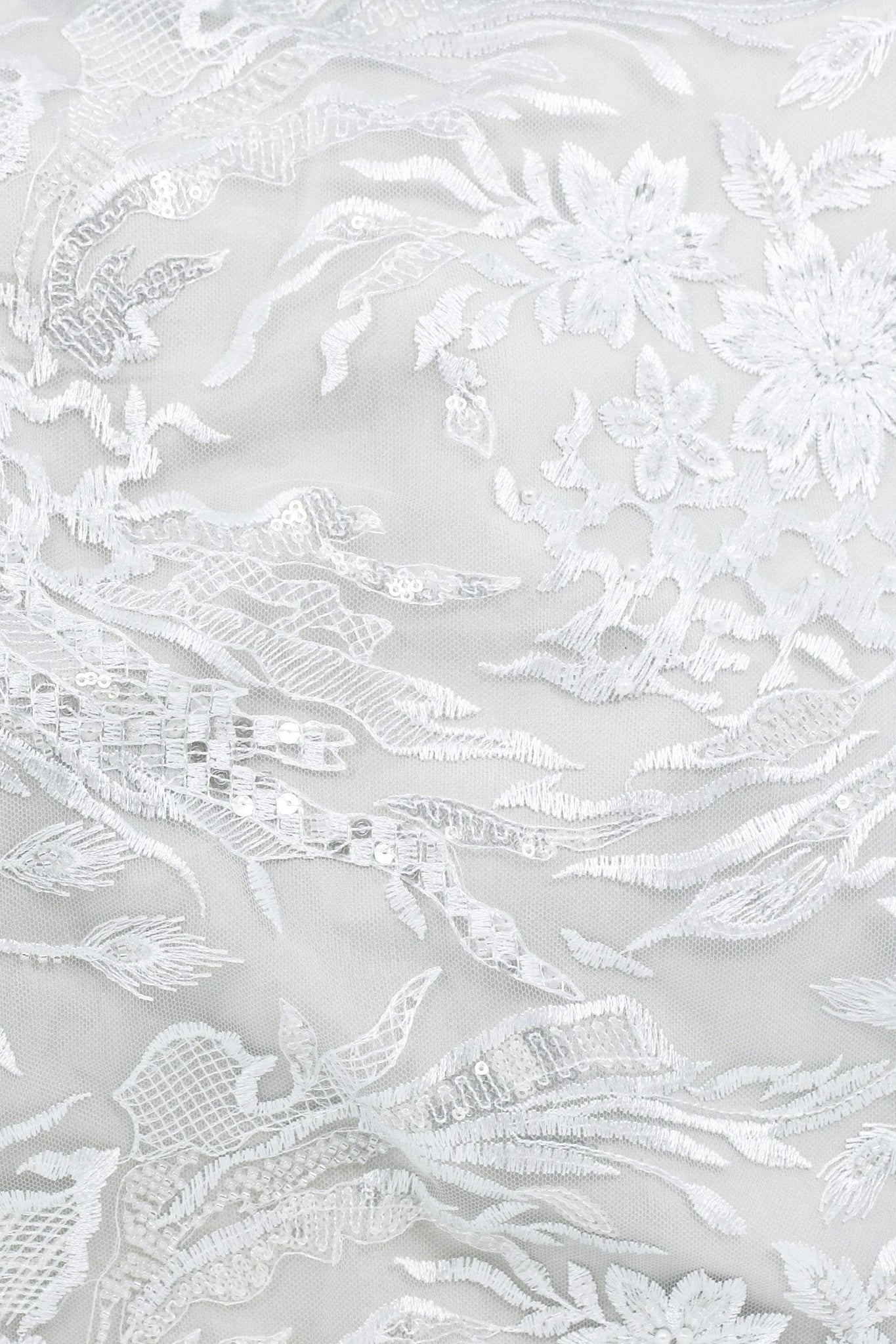 Teodora Sequin & Bead Mesh White