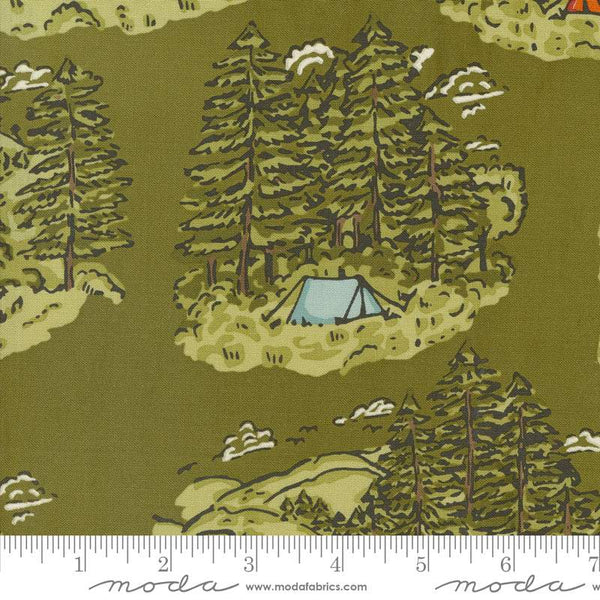 The Great Outdoors Vintage Camping Landscape By Stacy Iest Hsu For Moda Forest