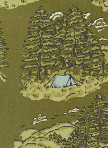 The Great Outdoors Vintage Camping Landscape By Stacy Iest Hsu For Moda Forest