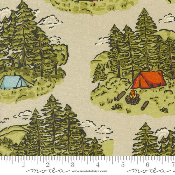 The Great Outdoors Vintage Camping Landscape By Stacy Iest Hsu For Moda Sand